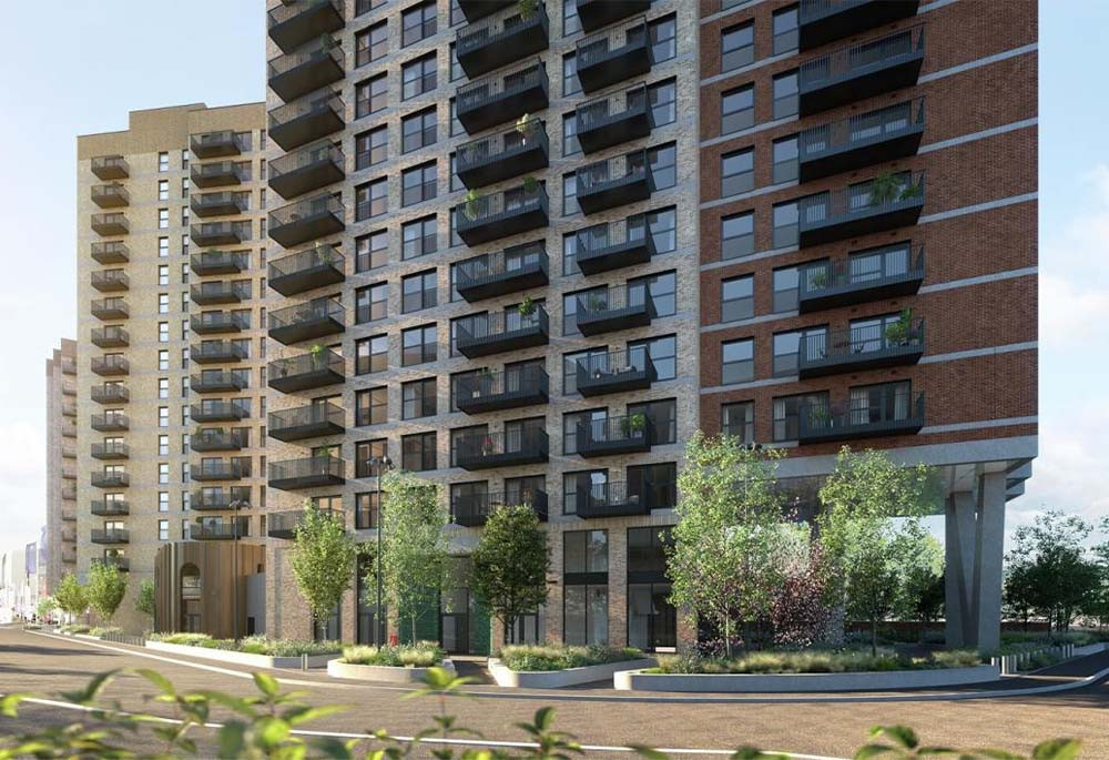 Landscaped courtyard in a UK residential scheme